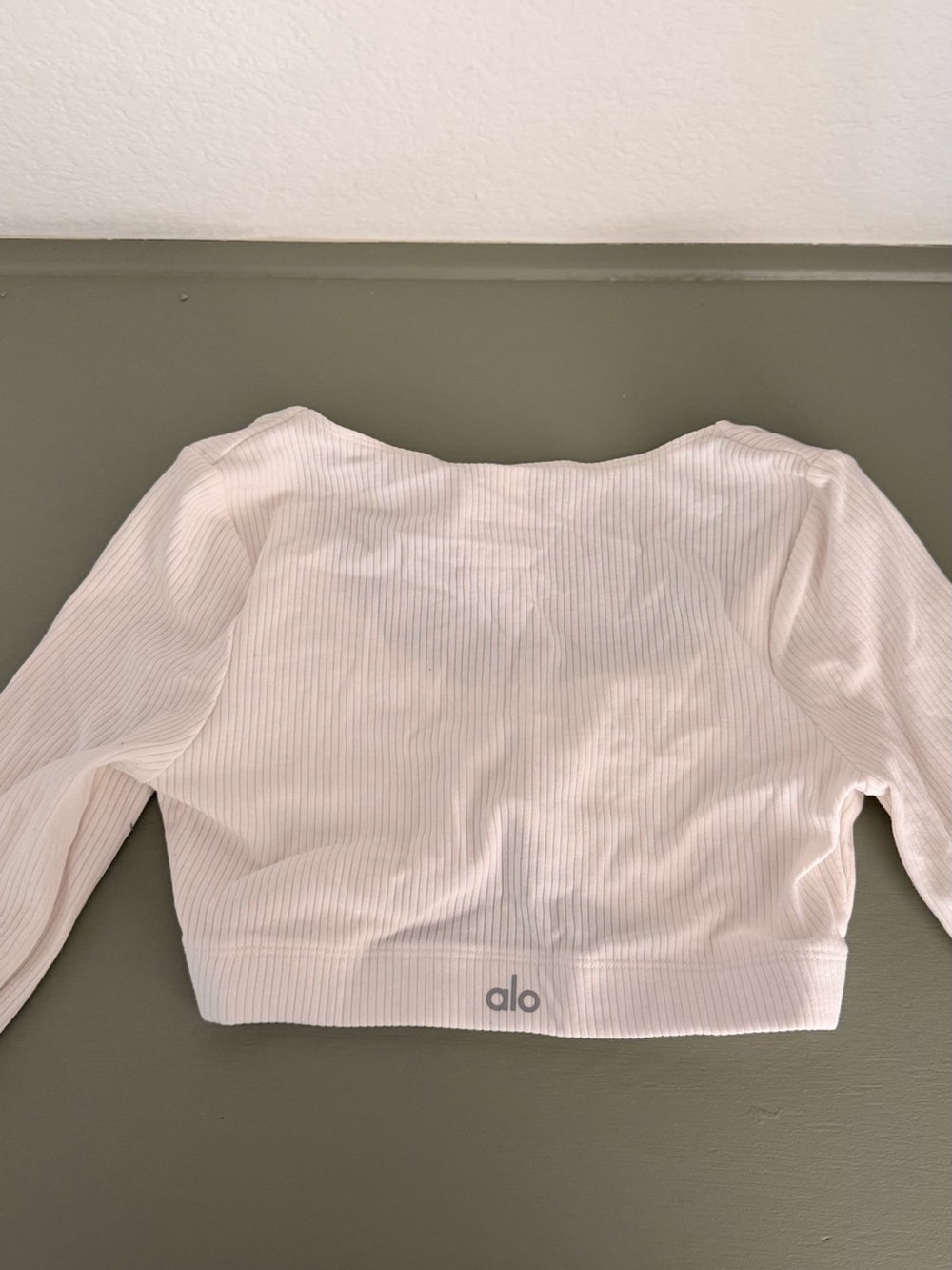 ALO Yoga Women's Long Sleeve Ribbed Crop Top in white